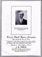 J. K. Pirie&rsquo;s Dark Barre Granite, Advertisement from The Monumental News, Vol. XXXI, No. 9, September 1919, pp. 606