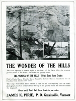 James K. Pirie, P. O. Graniteville, Vermont, advertisement from Granite Marble & Bronze, February 1917, pp. 8