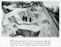 &ldquo;Down the mountain side of the Pirie quarry.&nbsp;But this side is the inside.&nbsp;The quarry is a granite mountain dug inside out, a crater 200 feet deep and 300 feet wide.&rdquo; (from &ldquo;J. K. Pirie Estate, Barre, Vermont&rdquo; 1882 &ndash; 1926)