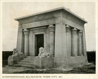 “Schifferdecker Mausoleum, Web City, Missouri.”  From “Mausoleums of Modern Design and Construction,” in The Monumental News, Vol. XVIII, No. 4, April 1909