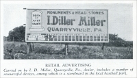 Retail advertising carried on by I. D. Miller, Quarryville, Pennsylvania