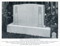 One of several Rock of Ages memorials which Cross Bros. Co., Northfield, exhibited at the convention of Memorial Craftsmen in Chicago, Illinois in 1927