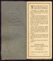 Title page of the Harrison Granite Co. Clientele and Monument catalog, 1918